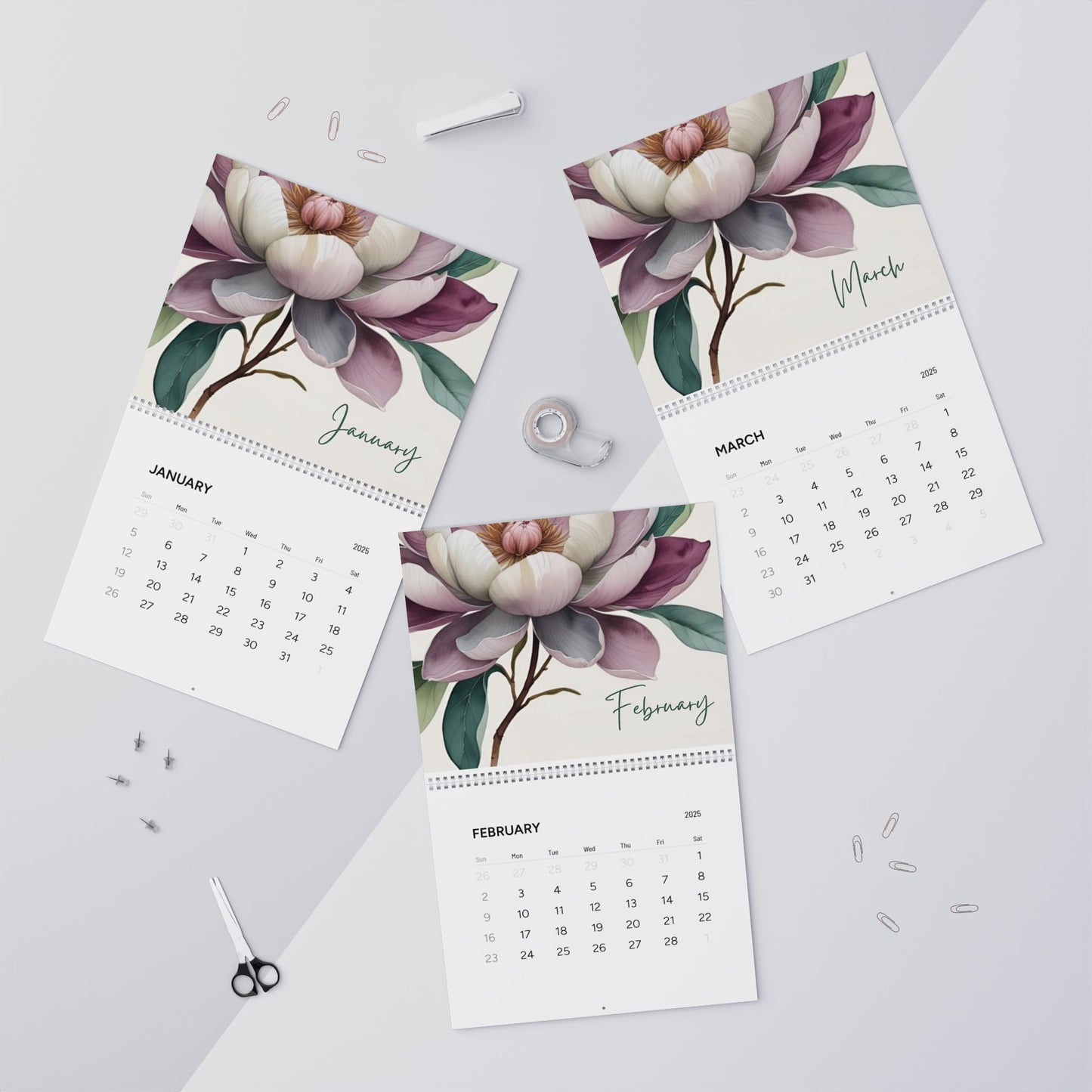 Stylish floral art wall calendar for 2026