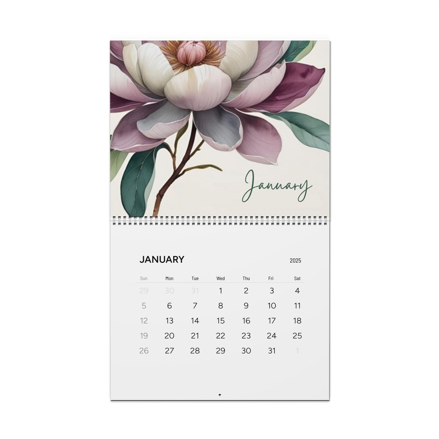 Stylish floral art wall calendar for 2026